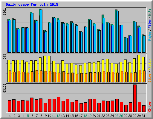 Daily usage for July 2015