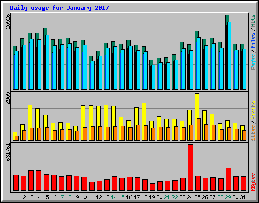 Daily usage for January 2017