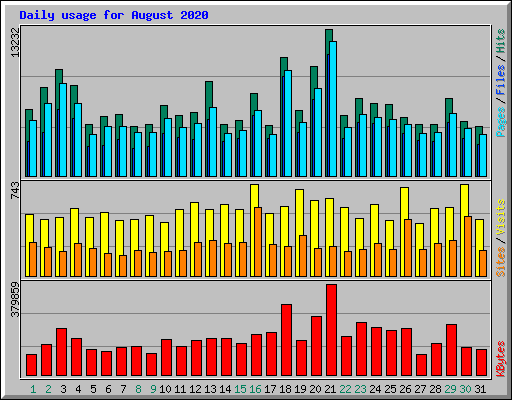 Daily usage for August 2020