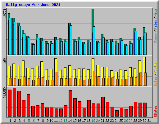 Daily usage for June 2021
