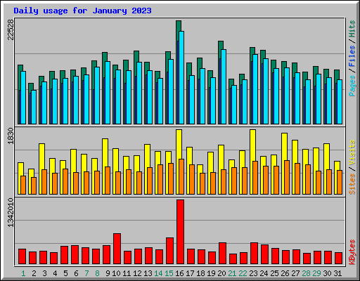 Daily usage for January 2023